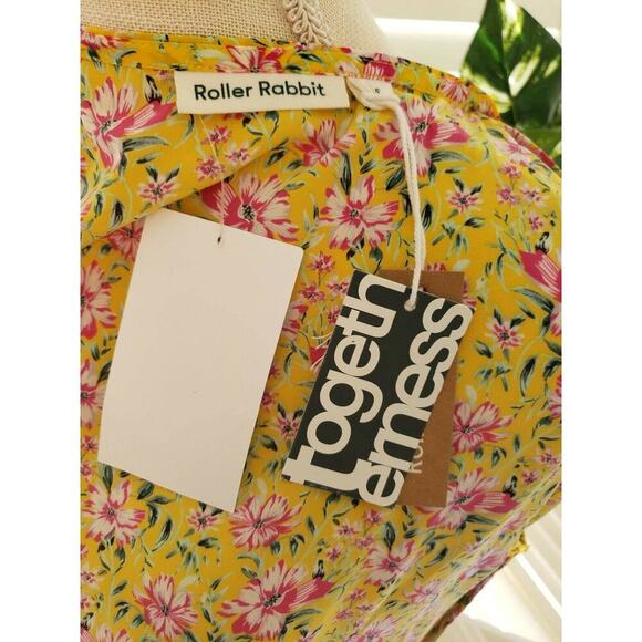 ROLLER RABBIT PRANA FILENA YELLOW WRAP DRESS SM - Picture 6 of 9